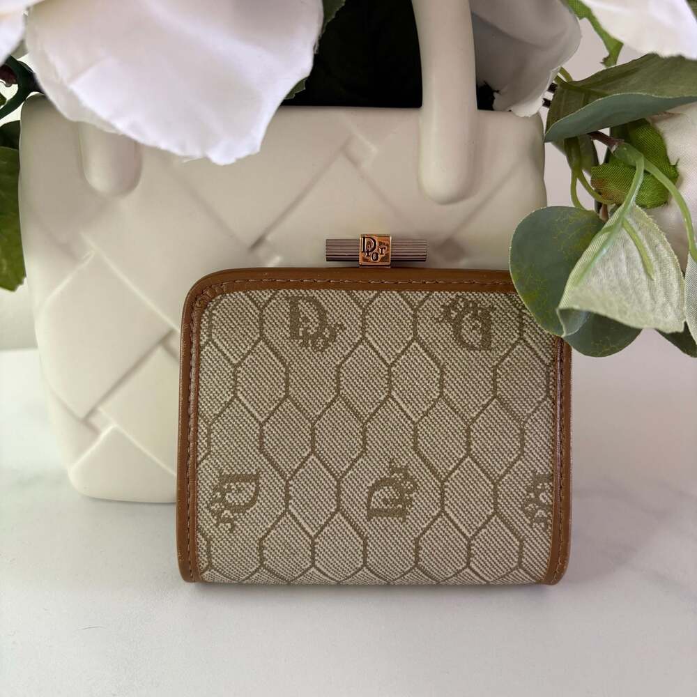 Christian Dior Vintage Honeycomb Monogram Frame Coin Purse - Picture 2 of 8
